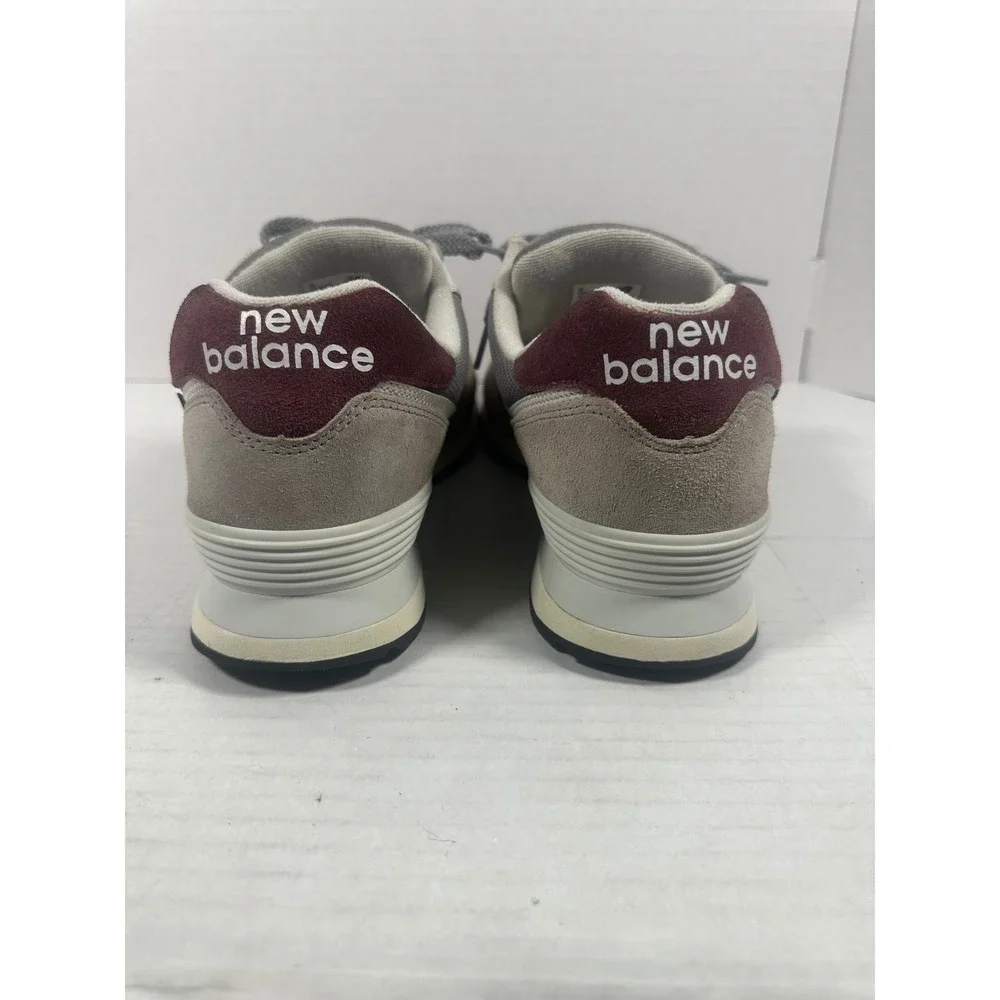 New Balance 574 Grey Burgundy Cordura Suede Sneakers U574KBR Mens 13 Womens 14.5